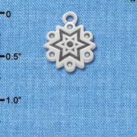 C3447 - Antiqued Snowflake - 2 Sided - Silver Charm