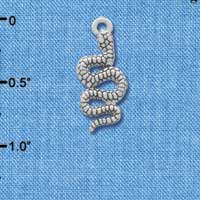 C3468 tlf - Medium Silver Antiqued Snake - Silver Charm