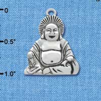 C3495 tlf - Large Silver Happy Buddha - Silver Pendant