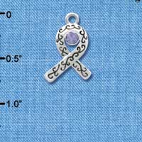 C3513 tlf - Silver Scroll Ribbon with Lavendar Swarovski Crystal - Silver Charm