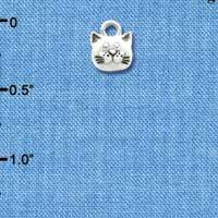 C3518 tlf - Mini Cat Face - Silver Charm