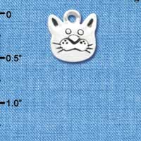 C3542 tlf - Large Silver Cat Face - Silver Charm