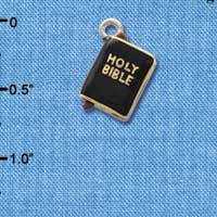 C3583 tlf - Black Bible with Gold Words - 3-D - Silver Charm