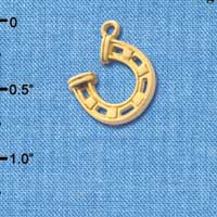 C3615 tlf - Gold Horseshoe with Side Loop - Gold Charm