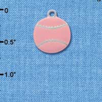 C3623 tlf - Large 2-D Pink Softball - Silver Charm