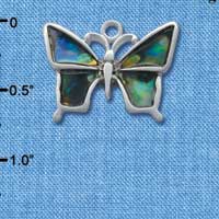 C3638 tlf - Large Shell Inlay Butterfly - Silver Charm