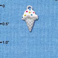 C3642 tlf - 2-D Vanilla Ice Cream Cone with Sprinkles - Silver Charm