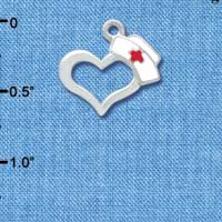 C3646 tlf - Open Heart with Nurse Hat - Silver Charm