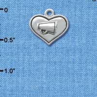 C3654 tlf - 2-D Silver Heart with Megaphone - Silver Charm