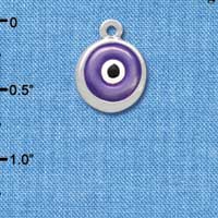 C3667 tlf - Purple Evil Eye Good Luck - Silver Charm