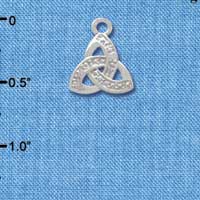 C3674 tlf - Small 2-D Silver Faux Stone Trinity Knot - Silver Charm