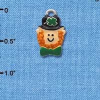 C3675 tlf - Small Leprechaun with Bow Tie - Silver Charm