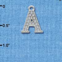 C3703 tlf - Swarovski Crystal - A - Beaded Border - Silver Charm