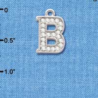 C3704 tlf - Swarovski Crystal - B - Beaded Border - Silver Charm