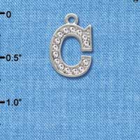 C3705 tlf - Swarovski Crystal - C - Beaded Border - Silver Charm