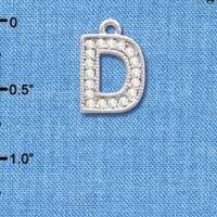 C3706 tlf - Swarovski Crystal - D - Beaded Border - Silver Charm