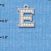 C3707 tlf - Swarovski Crystal - E - Beaded Border - Silver Charm