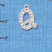 C3719 tlf - Swarovski Crystal - Q - Beaded Border - Silver Charm