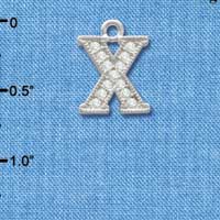 C3726 tlf - Swarovski Crystal - X - Beaded Border - Silver Charm