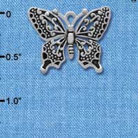 C3732 tlf - Large Fancy Silver Butterfly - Silver Charm