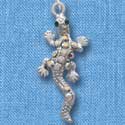 C3733 tlf - AB Swarovski Crystal Green Eyed Lizard - Silver Charm