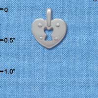 C3734 tlf - Silver Heart Lock - Silver Charm