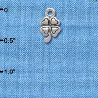 C3749 tlf - Mini Silver Four Leaf Clover - Silver Charm