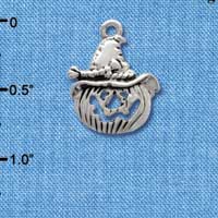 C3764 tlf - Silver Jack O'Lantern with Witch Hat - Silver Charm