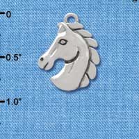 C3767 tlf - 2-D Large Classic Horse Head - Silver Charm