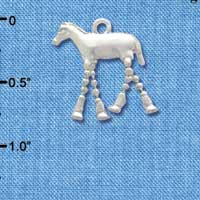 C3768 tlf - Horse with 4 Dangle Legs - Silver Charm