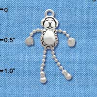 C3770 tlf - Dog with 4 Dangle legs - Silver Charm