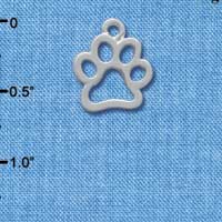 C3806 tlf - Medium Open Silver Paw - Silver Charm