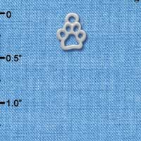 C3807 tlf - Mini Open Silver Paw - Silver Charm