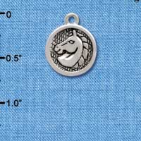 C3809 tlf - 2-D Classic Horse Head in Disc - Silver Charm