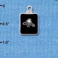 C3812 tlf - Bee on Black Pendant with Silver Frame - Silver Pendant