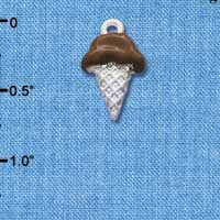 C3822 tlf - 2-D Chocolate Ice Cream Cone - Silver Charm