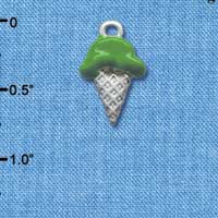 C3823 tlf - 2-D Pistachio Ice Cream Cone - Silver Charm