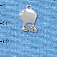 C3834 tlf - Pig with Dangle Feet - Silver Charm