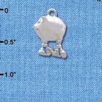 C3834 tlf - Pig with Dangle Feet - Silver Charm