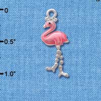 C3835 tlf - Flamingo with Dangle Legs - Silver Charm