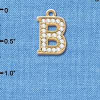 C3837 tlf - Swarovski Crystal - B - Beaded Border - Gold Charm