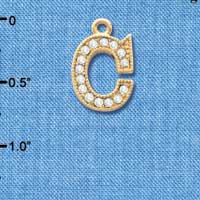 C3838 tlf - Swarovski Crystal - C - Beaded Border - Gold Charm