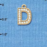 C3839 tlf - Swarovski Crystal - D - Beaded Border - Gold Charm