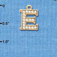 C3840 tlf - Swarovski Crystal - E - Beaded Border - Gold Charm