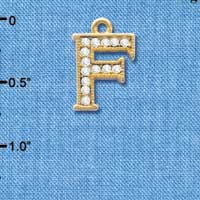 C3841 tlf - Swarovski Crystal - F - Beaded Border - Gold Charm