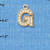 C3842 tlf - Swarovski Crystal - G - Beaded Border - Gold Charm