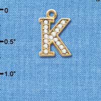 C3846 tlf - Swarovski Crystal - K - Beaded Border - Gold Charm
