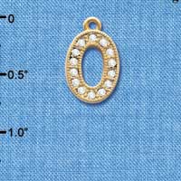 C3850 tlf - Swarovski Crystal - O - Beaded Border - Gold Charm