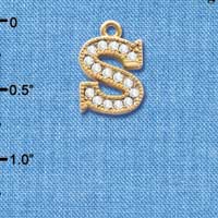 C3854 tlf - Swarovski Crystal - S - Beaded Border - Gold Charm