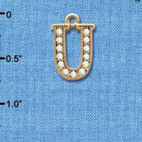 C3856 tlf - Swarovski Crystal - U - Beaded Border - Gold Charm